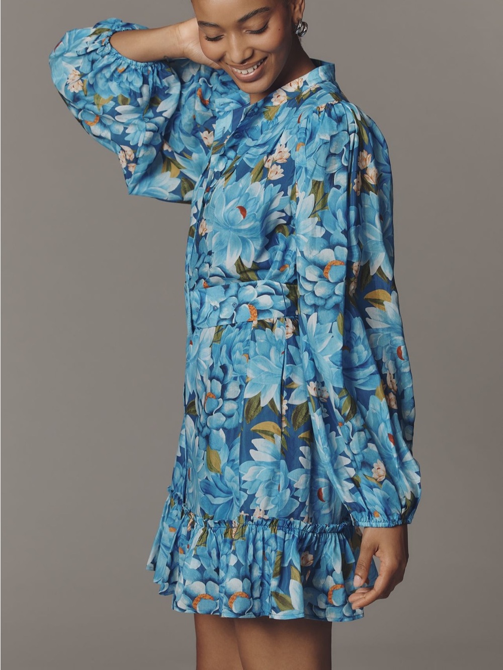 ✨🆕 Farm Rio x Anthropologie Long-Sleeve Mini Swing Dress - Picture 2 of 5